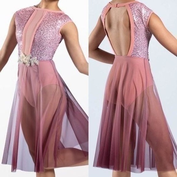 Weissman Other - Weissman Pink Sequin Lyrical Dance Costume Ombre Mesh Open Back Large Adult